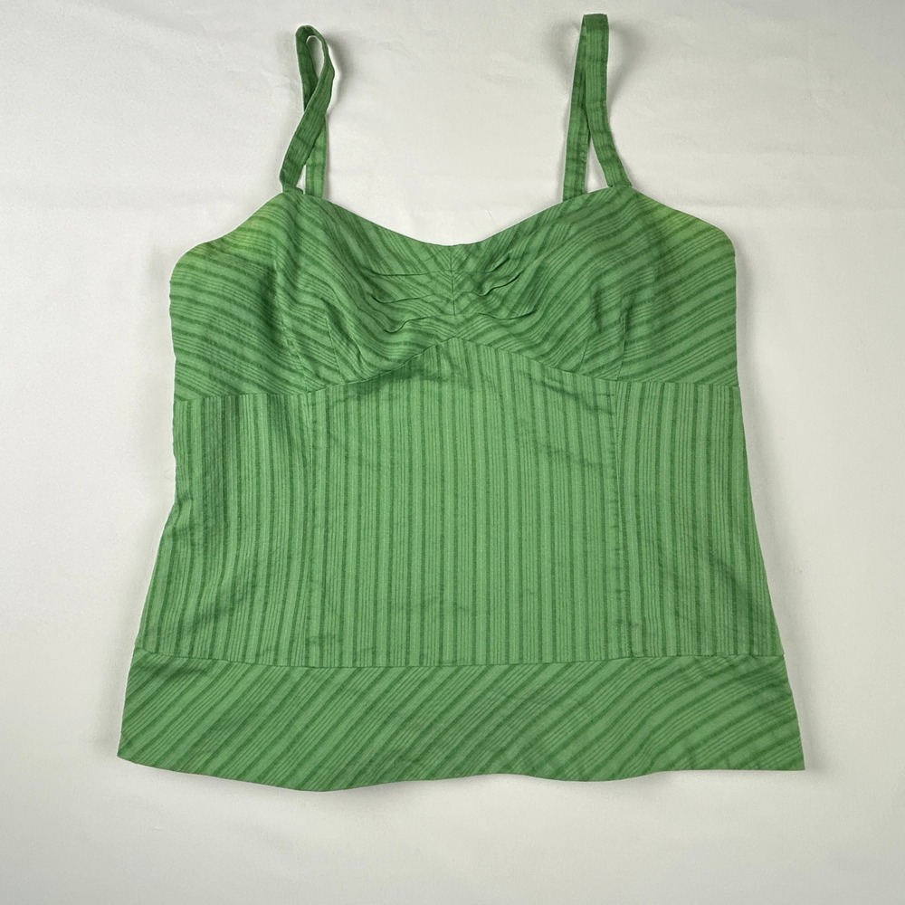 Ann Taylor LOFT Green Cotton Bustier Cami Top Petite‎ 8 Striped